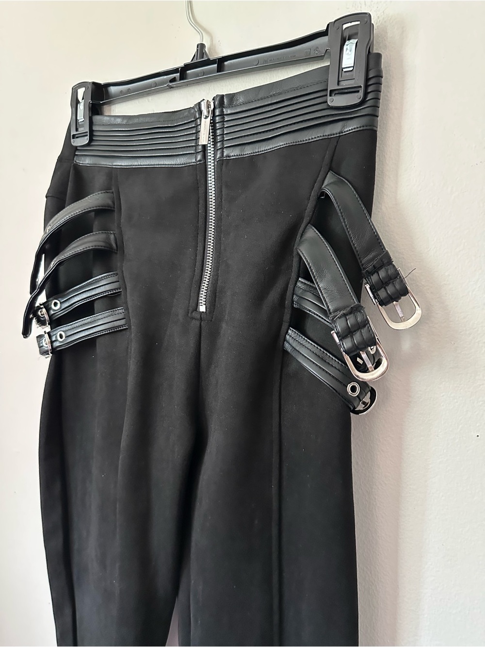 Black High-Waist Tailored Pants with Buckle Details - Picture 12 of 16